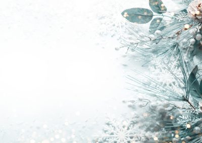 Christmas and New Year holidays concept with snowy fir branches Christmas and New Year holiday card